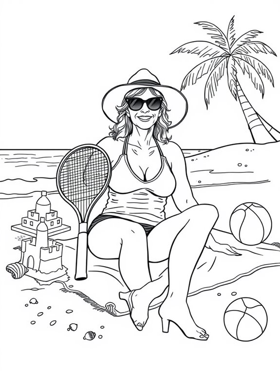 steffi graf beach coloring page