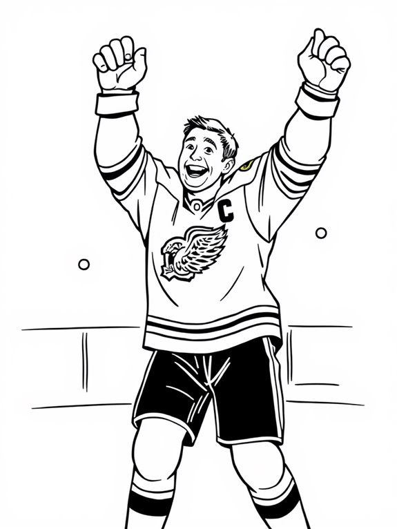 steve yzerman celebration coloring page