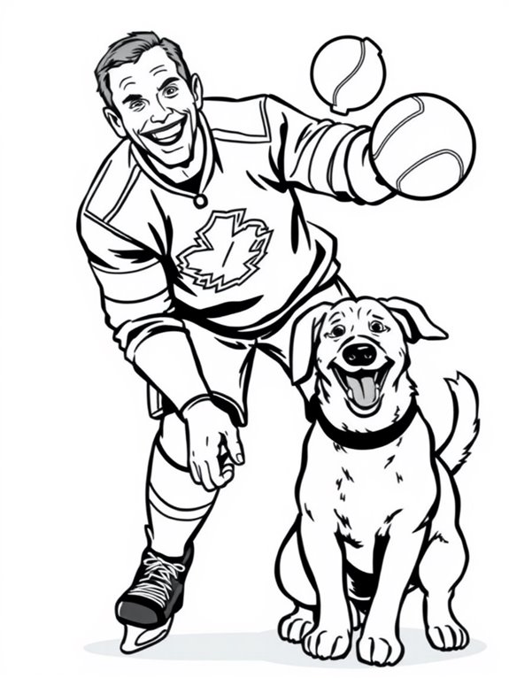 steve yzerman coloring with dog