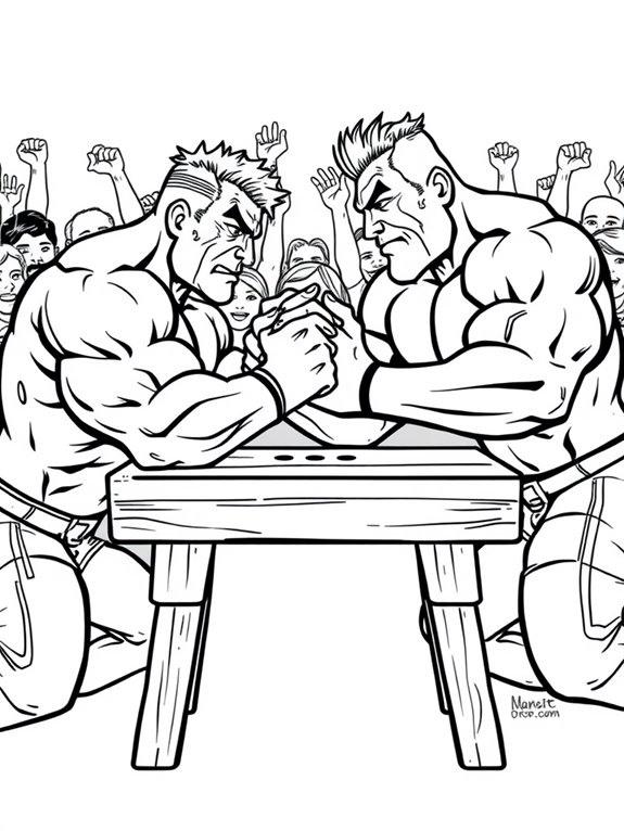 strongman arm wrestling coloring page