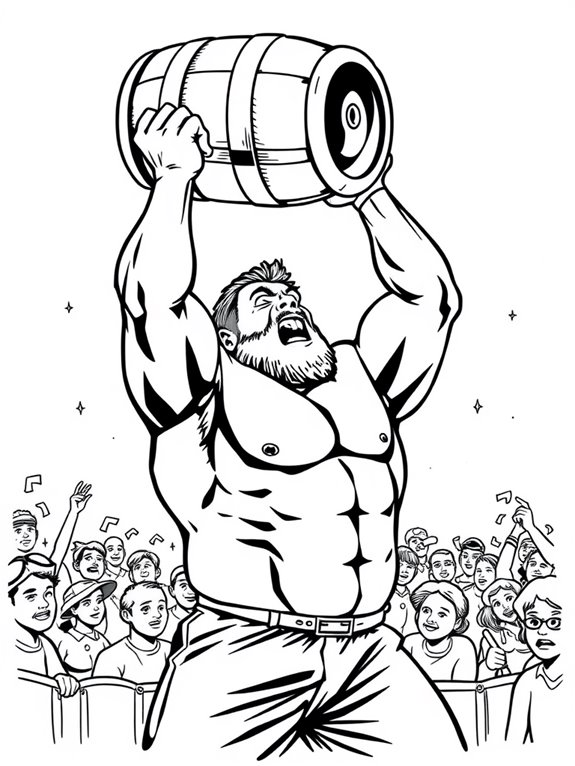 strongman keg toss coloring page