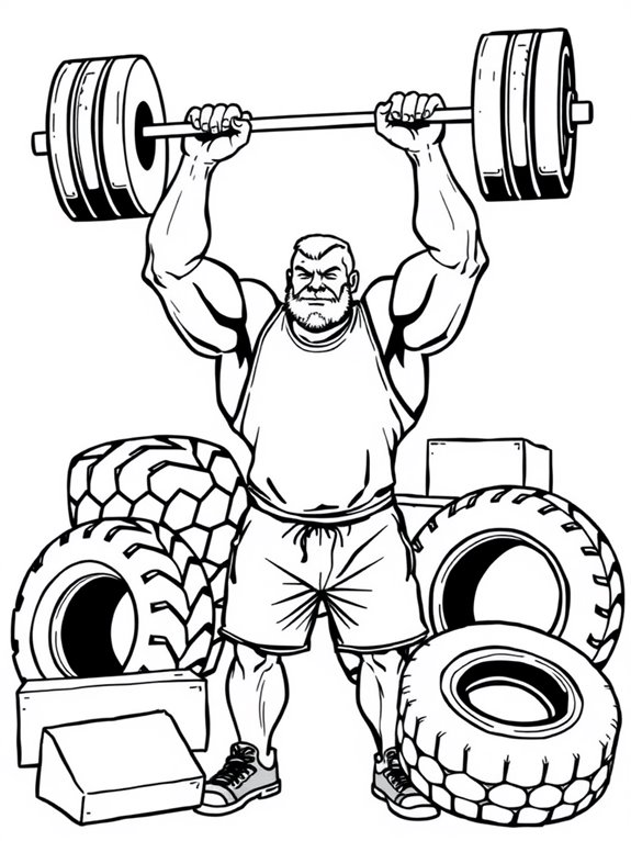 strongman weightlifting coloring page