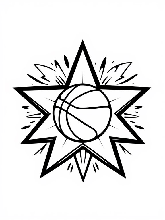 stylized basketball logo coloring