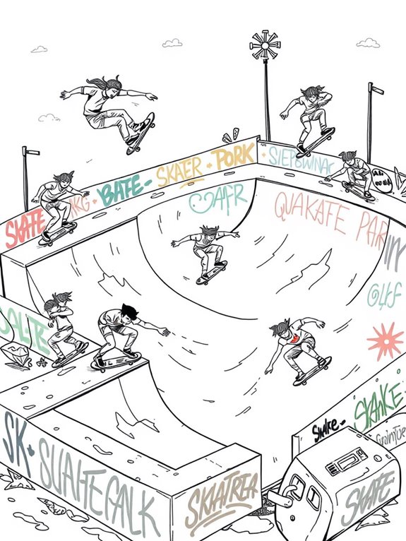 stylized skate park scene