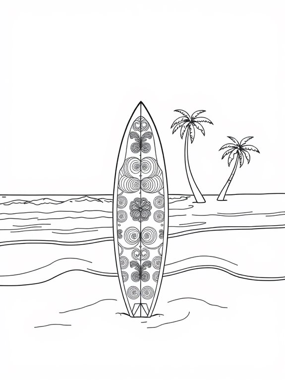 surfboard coloring page design