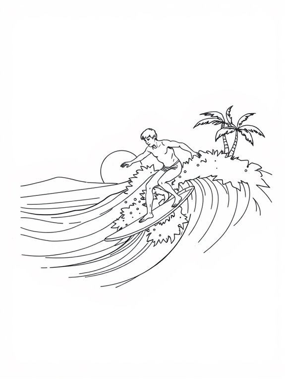 surfing line art design