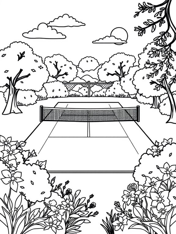 tennis court nature scene