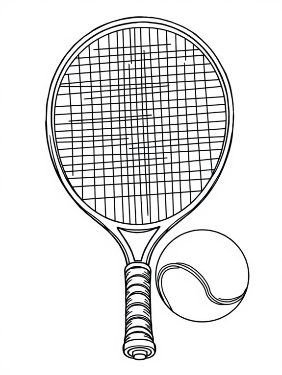 tennis equipment coloring page