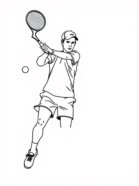 tennis player outline coloring page