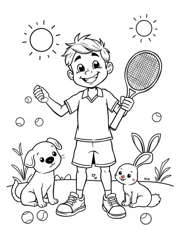 tennis player with animals