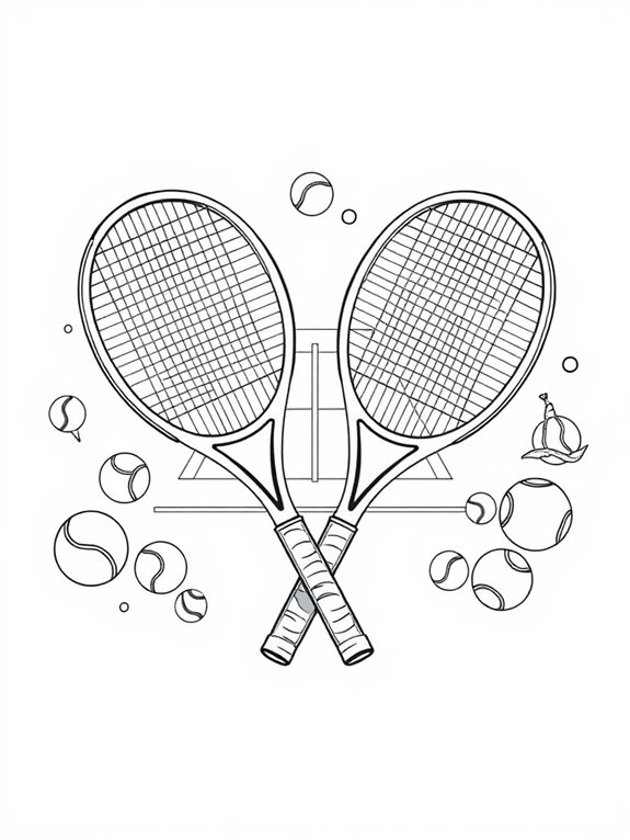 tennis rackets coloring page