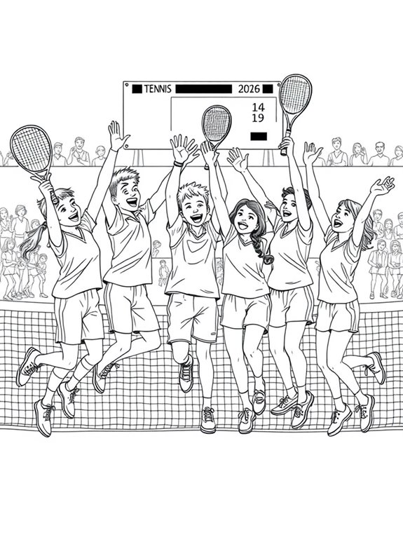 tennis team celebration scene