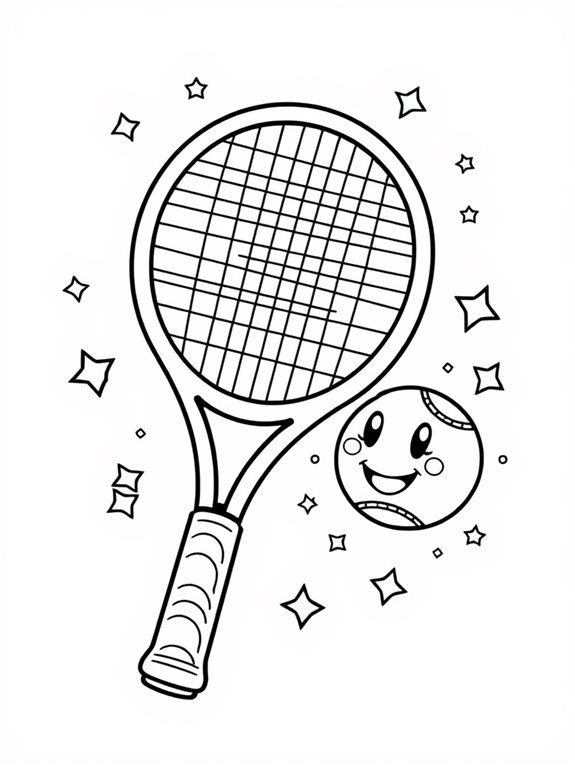 tennis themed coloring page fun