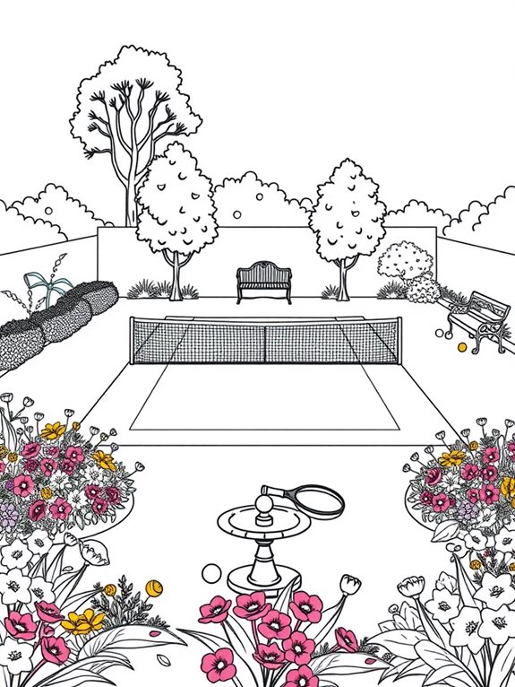 tennis themed garden coloring page