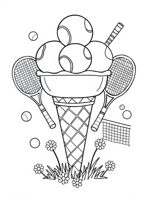 tennis themed ice cream art