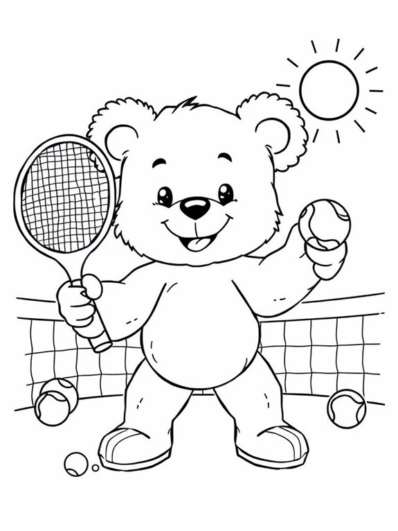 tennis themed teddy bear illustration