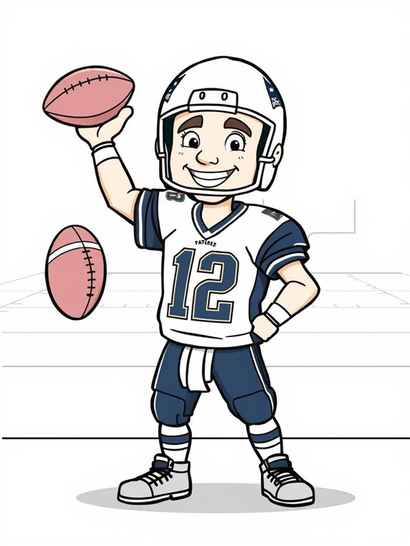 tom brady cartoon coloring