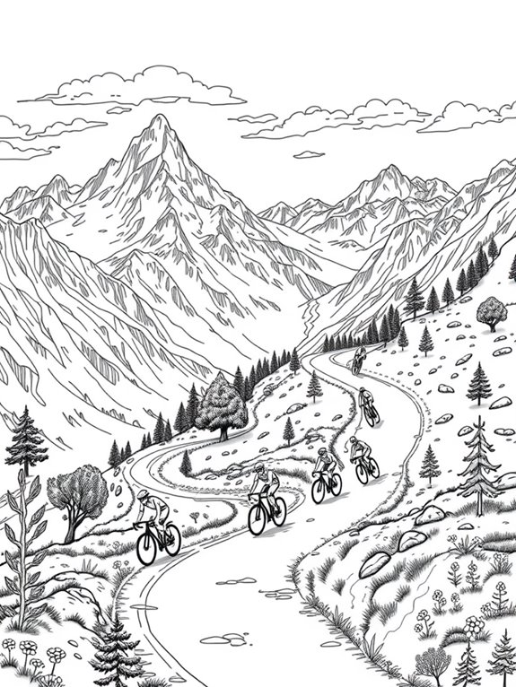 tour de france mountains coloring