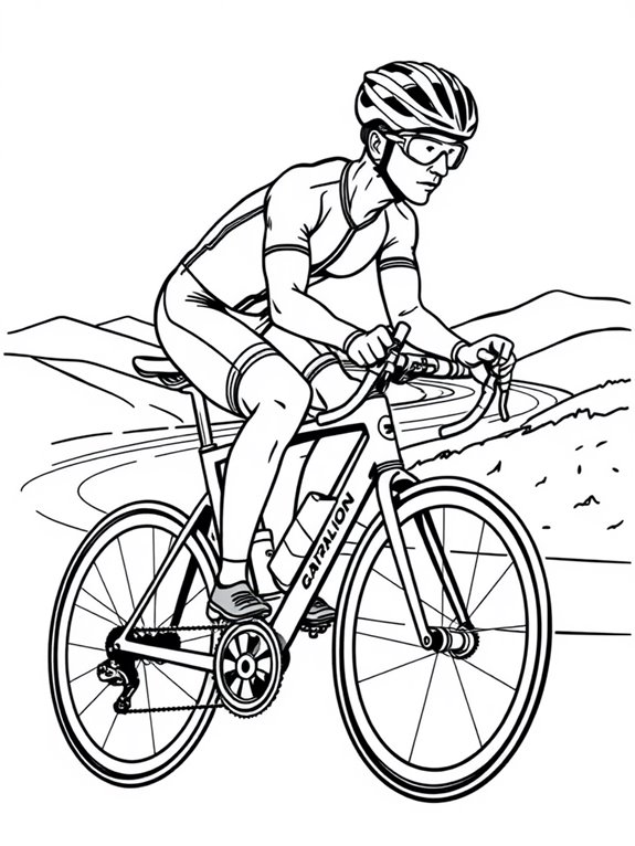 triathlon biking coloring page