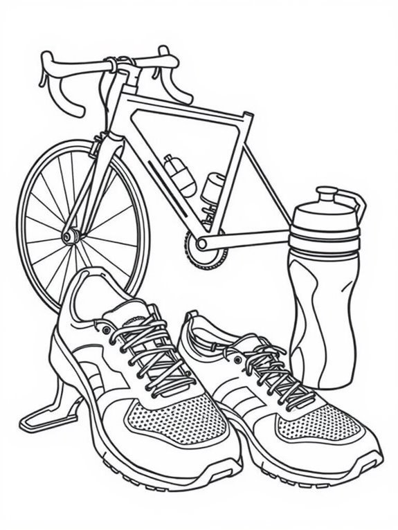 triathlon gear coloring activity