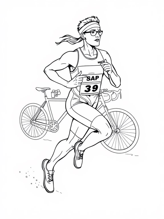 triathlon running coloring page