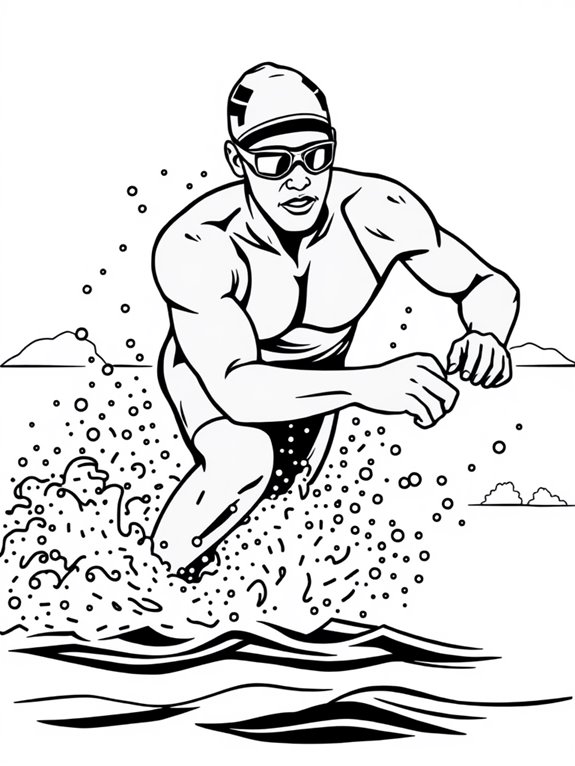 triathlon swimming coloring activity