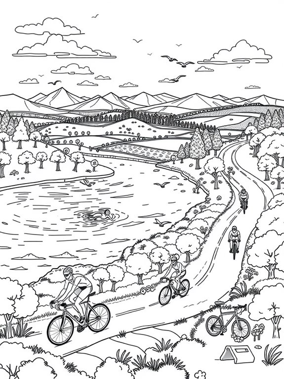 triathlon themed coloring page