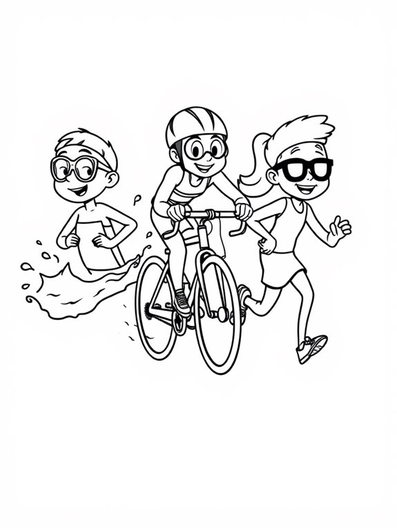 triathlon themed coloring page fun