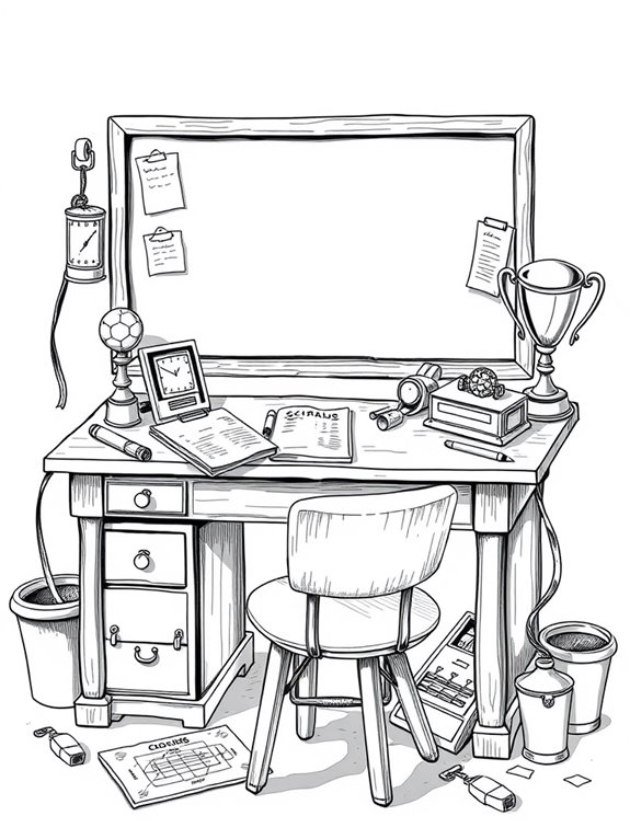 vintage coaching desk illustration