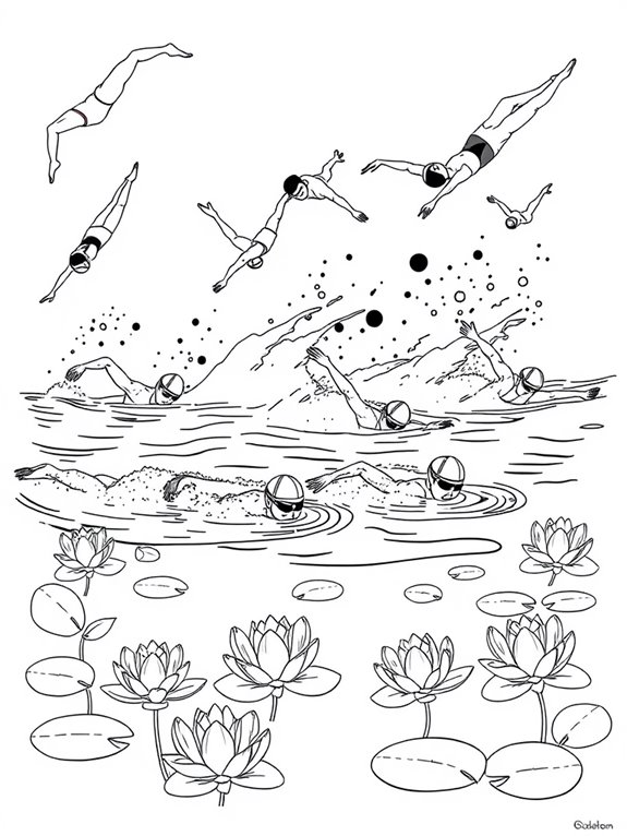 water lily swimming theme