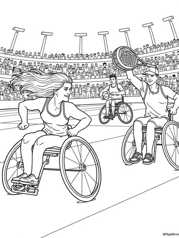 wheelchair paralympic athletes coloring page