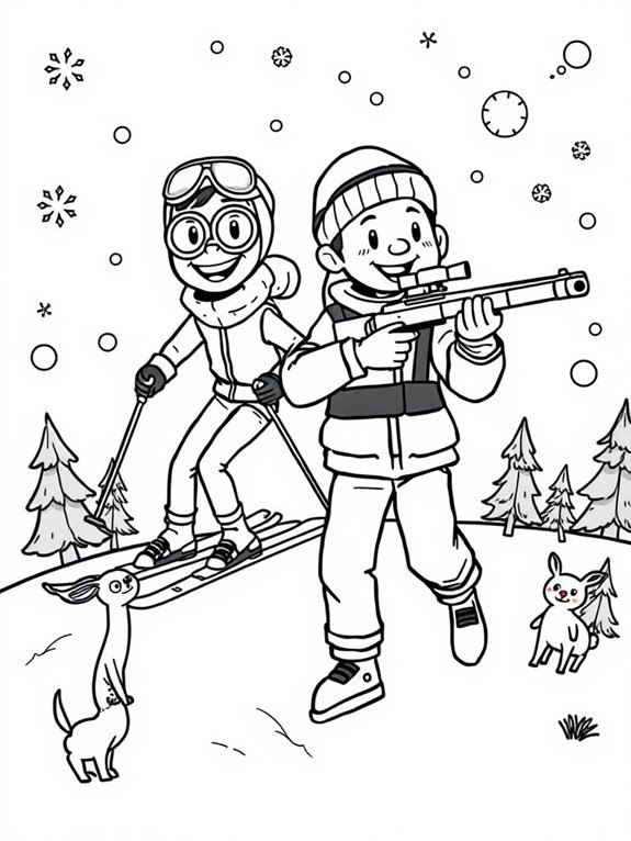 whimsical biathlon coloring fun