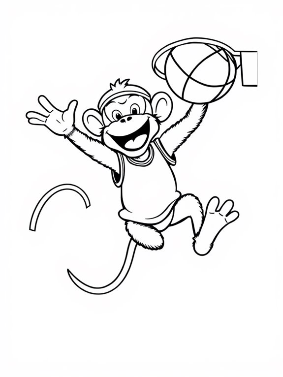 whimsical monkey basketball logo