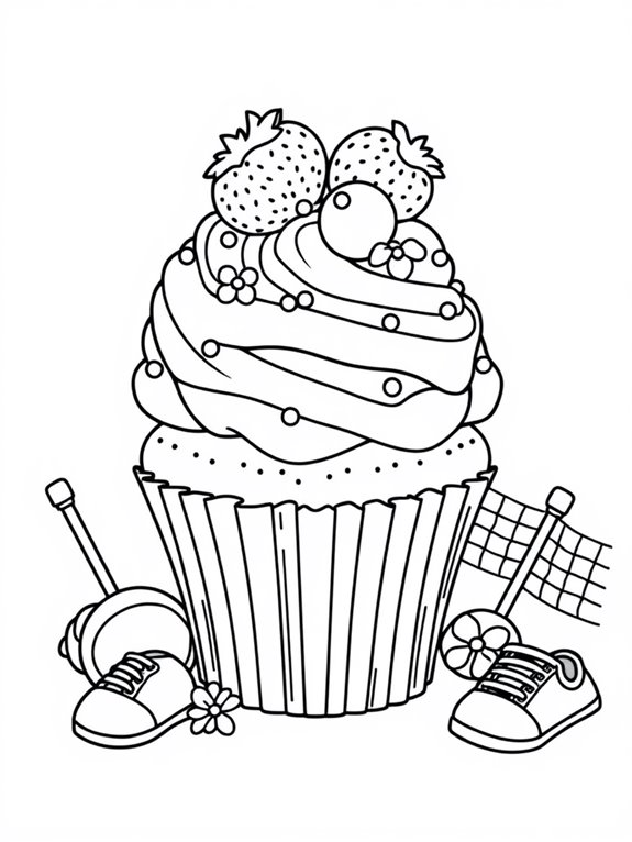 wimbledon themed cupcake illustration