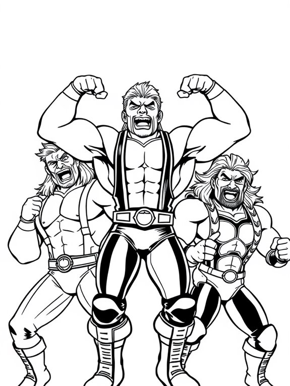 wrestlers coloring activity page