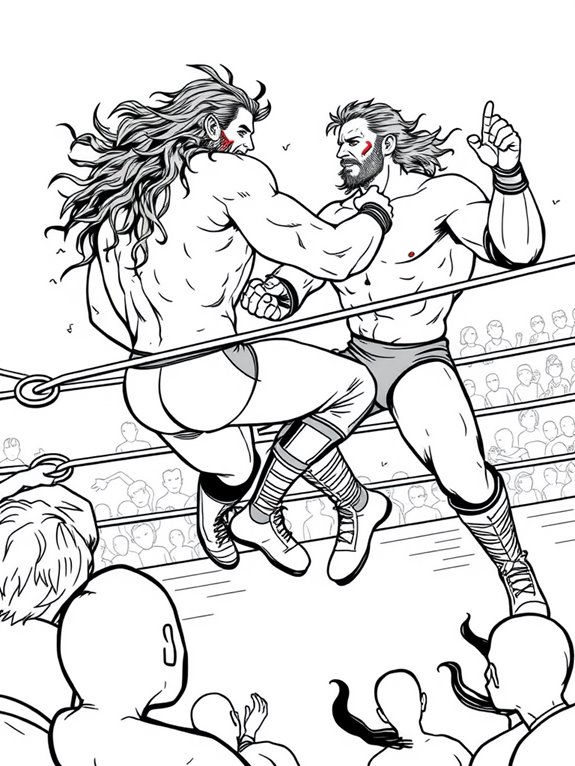 wrestlers coloring page design