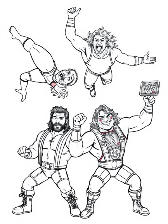 wrestlers coloring page fun