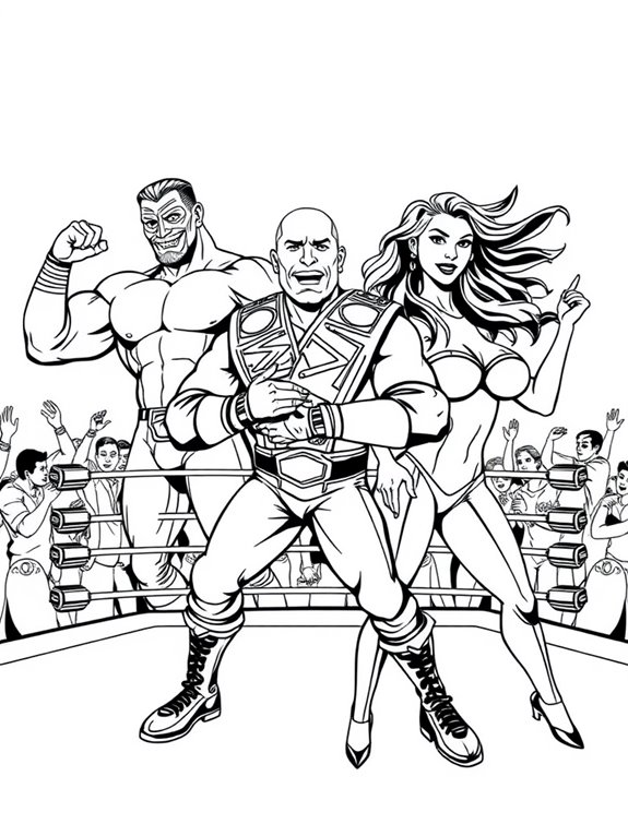 wrestlers coloring page fun